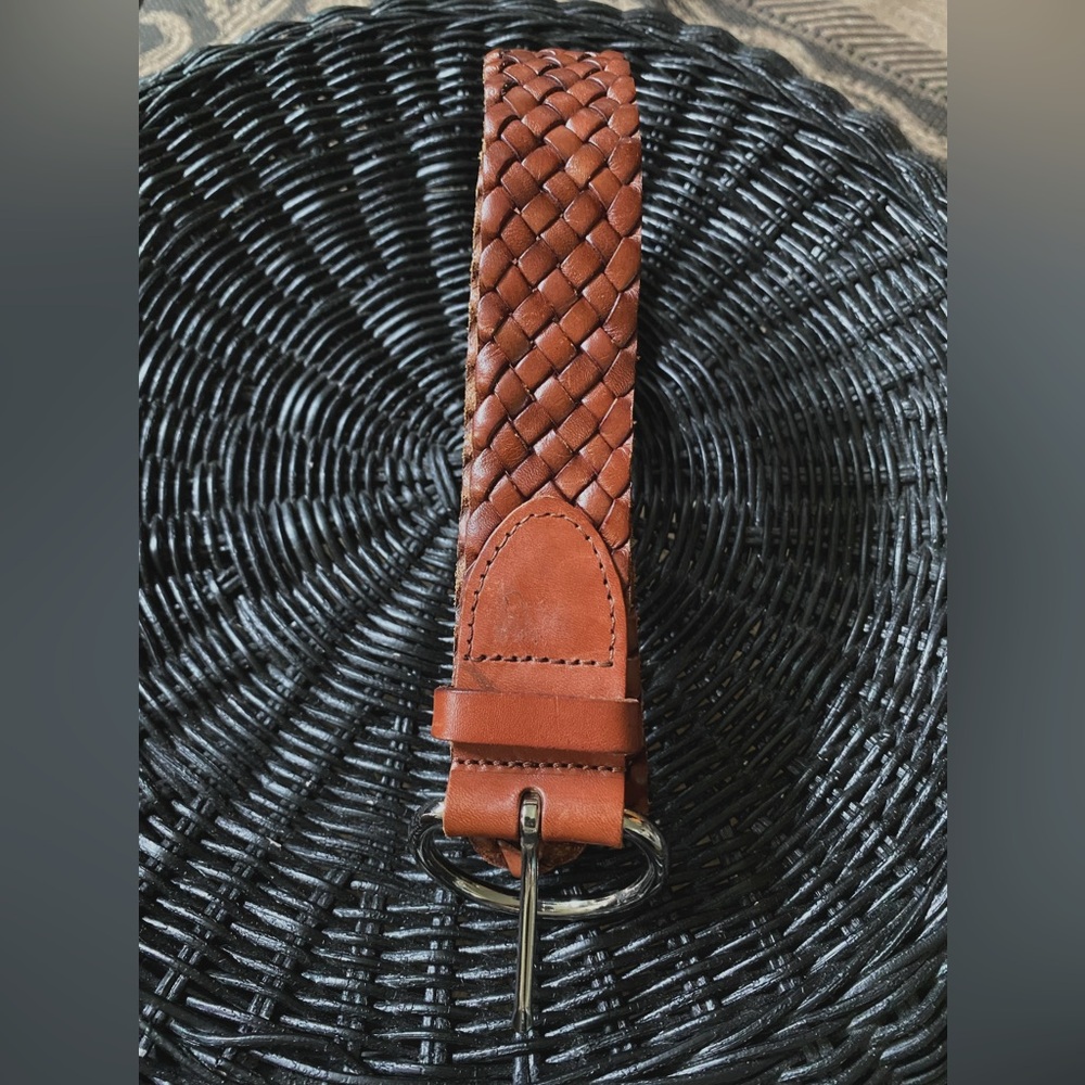 Talbots 100% Genuine Leather Brown Woven Belt Size S (39”) - Picture 6 of 14